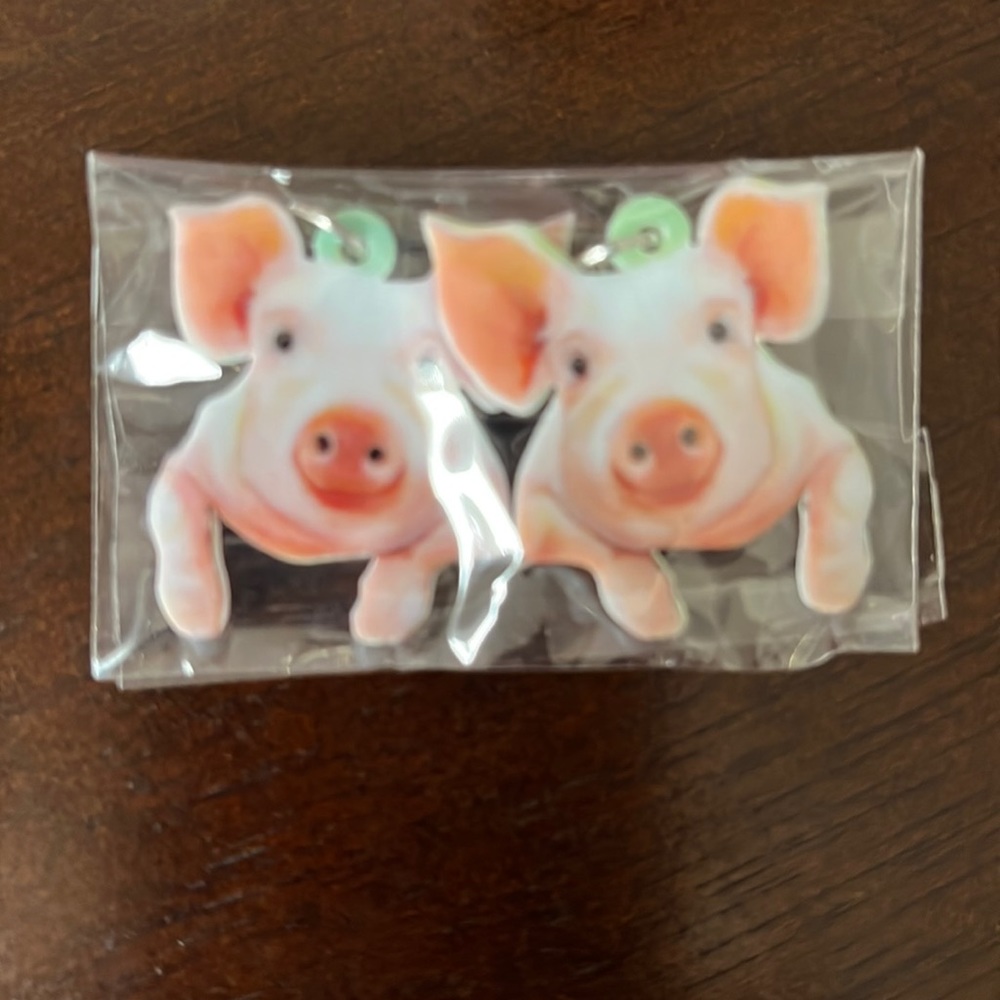Pig Earrings Acrylic Piggy Piglet 4H FFA